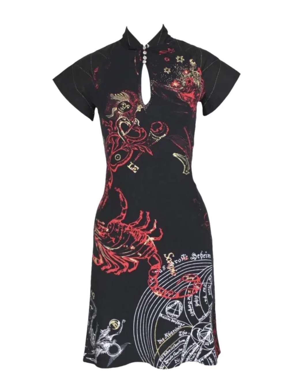 Roberto Cavalli Vintage Astrology Scorpion Print Mini Dress